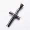 304 Stainless Steel Pendants, Cross, Gunmetal & Stainless Steel Color, 36x20x4mm, Hole: 10x4mm