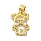 Brass Micro Pave Clear Cubic Zirconia Pendants, Bear Charms, Real 18K Gold Plated, 16x11.5x3mm, Hole: 5x3.5mm