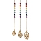 3Pcs 3 Styles 304 Stainless Steel Chain Macrame Pouch Empty Stone Holder Dowsing Pendulums, with Chakra Round Natural & Synthetic Gemstone Beads, Golden, 244~270mm, Hole: 2~2.5mm, 1pc/style