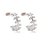 Non-Tarnish 304 Stainless Steel Leaf Wrap Stud Earrings, Half Hoop Earrings for Women, Stainless Steel Color, 20.5x8mm, Pin: 0.7mm