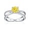 925 Sterling Silver Micro Pave Cubic Zirconia Plain Band Rings, Real Platinum Plated, Flat Round, Yellow, US Size 7(17.3mm)