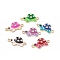 Alloy Connector Charms, with Crystal Rhinestone and Enamel, Tortoise Links, Light Gold, Mixed Color, 12x23x3mm, Hole: 1.5mm