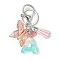 Resin & Acrylic Keychains, with Alloy Split Key Rings and Faux Suede Tassel Pendants, Letter & Butterfly, Random Gradient Color, Letter A, 8.6cm