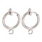 Brass Clip-on Hoop Earring Findings, for Non-pierced Ears, Cadmium Free & Lead Free, Platinum, 15.5x11x1.5~4.5mm, Hole: 1.8mm