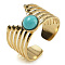 Synthetic Turquoise Finger Rings, 304 Stainless Steel Multi-layer Open Cuff Rings, Real 18K Gold Plated, 13.5mm, Adjustable