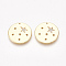 Brass Pendants, with Cubic Zirconia, Flat Round with Star, Clear, Nickel Free, Real 18K Gold Plated, 20x1.5mm, Hole: 1mm