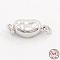 Anti-Tarnish Jewelry Necklace Clasps Rhodium Plated 925 Sterling Silver Box Clasps, Bean, Platinum, 17x7x5mm, Hole: 2mm