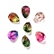 K9 Glass Rhinestone Cabochons, Faceted, Teardrop, Mixed Color, 6x8x4.5mm