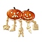 Halloween Pumpkin Enamel Pins, Alloy Brooches for Backpack Clothes, Light Gold, Dark Orange, 50x50x2mm