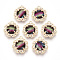 Brass Pendants, with Faceted Glass and Clear Rhinestone, Flower, Golden, Colorful, 18x16.5x6mm, Hole: 1.2mm