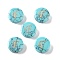 Synthetic Turquoise Beads, with Golden Tone Brass Slices, Flat Round with Letter, Letter F, 15x5.5mm, Hole: 1.4mm