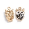 Alloy Enamel Pendants, Owl, Golden, Black, 20x11x3.5mm, Hole: 1.6mm