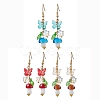 304 Stainless Steel Butterfly & Mushroom Dangle Earrings for Women EJEW-JE06235-1