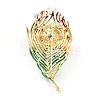 Feather Alloy Brooch with Resin Pearl JEWB-O009-10-2