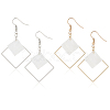 ANATTASOUL 2 Pairs 2 Colors White Acrylic Rhombus Dangle Earrings EJEW-AN0001-85-1