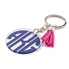 Acrylic Flat Round with Suede Tassel Pendant Keychain KEYC-G060-01B-2