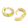 Rack Plating Brass Micro Pave Clear Cubic Zirconia & Enamel Hoop Earrings for Women EJEW-G410-53G-2