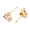 Crystal Rhinestone Heart Stud Earrings EJEW-D059-01G-2