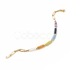 Natural Mixed Gemstone Curved Tube Beaded Bracelet with 304 Stainless Steel Paperclip Chains BJEW-JB08128-6