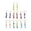 7Pcs 7 Style Natural Mixed Gemstone Chips & Resin Evil Eye Beaded Dangle Earrings EJEW-JE05117-1