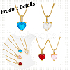 ANATTASOUL 4Pcs 4 Colors Cubic Zirconia Heart Pendant Necklaces Set with Golden Brass Box Chains NJEW-AN0001-78-3