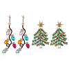 ANATTASOUL 2 Pairs 2 Style Rhinestone Christmas Tree & Leaf Dangle Stud Earrings EJEW-AN0001-99-1