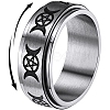 Non-Tarnish Triple Moon Goddess Stainless Steel Rotating Finger Ring PW-WG65299-02-1