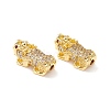 Brass Micro Pave Clear & Orchid Cubic Zirconia Beads KK-K266-05G-2
