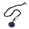 Natural Amethyst Tree of Life Pendant Necklace with Nylon Rope NJEW-H009-03-05-4