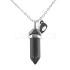 2Pcs 2 Style Natural Black Obsidian & White Jade Bullet Pendant Necklaces Set NJEW-TA00095-02-3