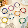 ANATTASOUL 6Pcs 6 Colors Evil Eye Resin Beaded Stretch Bracelets Set with Hamsa Hand Charms BJEW-AN0001-66-7