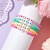 Heart Polymer Clay & Acrylic Beaded Stretch Bracelets BJEW-JB10683-2