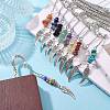 Natural Gemstone & Glass Chip Pendant Bookmark with Alloy Wing AJEW-JK00241-4
