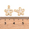 Brass Pave Natural Freshwater Shell Flower Charms KK-S389-04G-3