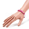 Natural Gemstone Beaded Stretch Bracelet with Alloy Column for Women BJEW-JB08503-3
