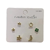 6 Pcs Brass Mirco Pave Clear Cubic Zirconia Ear Studs EJEW-S218-01G-06-1