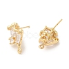 Brass with Clear Cubic Zirconia Stud Earring Findings KK-G499-06G-2