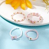 4Pcs 4 Style Glass Seed Beaded Stretch Finger Rings RJEW-JR00661-04-2