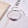 Natural Gemstone Chips Beaded Bracelet with Brass Beads BJEW-JB07987-3