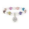 Imitation Pearl Beaded Stretch Bracelet with Drop Charm for Women BJEW-JB07639-3