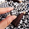 50Pcs Wooden Round Beads with Tartan Pattern sgDIY-SZ0003-11A-2