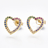 Brass Micro Pave Cubic Zirconia Ear Studs EJEW-S201-45-2