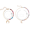 Brass Charm Bracelet & Pendant Necklace Sets SJEW-SZ0001-008G-2