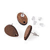 Coconut Brown Wood Stud Earring Findings EJEW-TA0010-06P-4