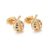 Colorful Cubic Zirconia Ladybug Stud Earrings EJEW-G288-26G-1