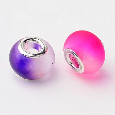 Two Tone Glass European Beads X-GPDL-Q011-M2-1