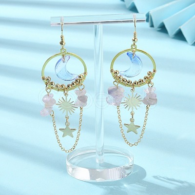 Moon & Sun & Star Alloy Chandelier Earrings EJEW-TA00294-1