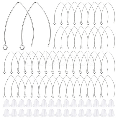 Beebeecraft 200Pcs 304 Stainless Steel Earring Hooks STAS-BBC0004-46-1