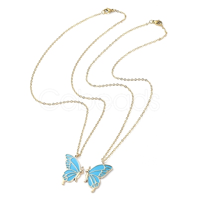 2Pcs Alloy Butterfly Pendant Necklaces NJEW-JN04550-1