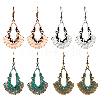 ANATTASOUL 4 Pairs 4 Colors Hollow Teardrop Alloy Dangle Earrings with Brass Pins for Women EJEW-AN0004-57-1